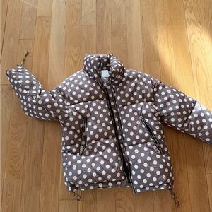 Noize Brown and White Polka Dot  Puffer Jacket